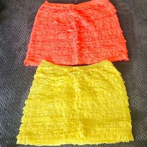 2 Gap Kids Bright Ruffled Skirts - Neon Orange and Yellow